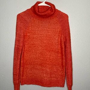 Loft Burnt Orange Soft Ribbed Woven Turtleneck Size Small